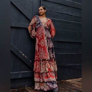 NWT FARM Rio Sweet Mermaids V Neck Maxi Dress S